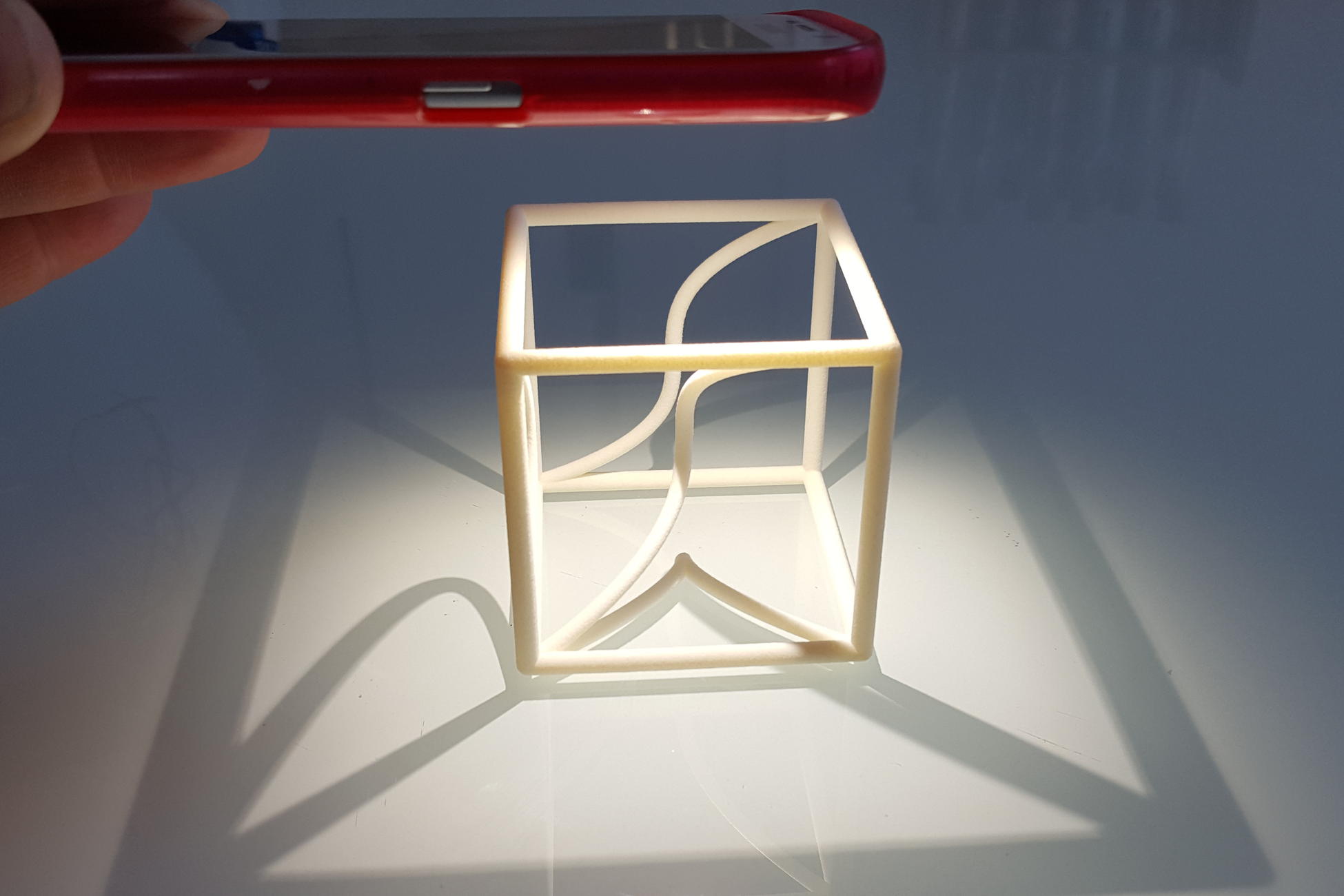 Space Curve in a cube with projections (1b) - a MO-Labs math model on Math-Sculpture.com